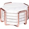 White Carrara Marble Coasters & Rose Gold Coaster Holder (Set of 5) Durable, Thick Coasters - Fits Any Drinkware - Great Mother's Day Gift - 2 of 4