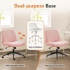 Office Desk Vanity Chair Cross Legged Armless Swivel Fabric Height Adjustable Wide Seat with Replaceable Wheels/Fixed Base, Comfy Task Chair Padded - 3 of 4