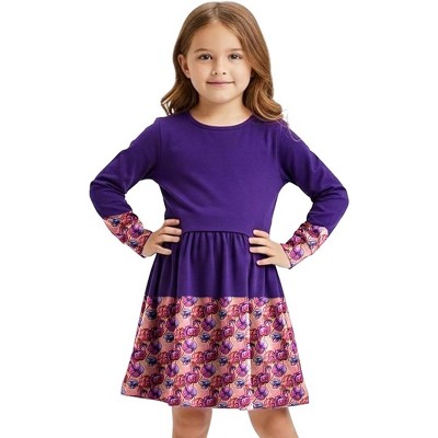 The Pink Picket Fence Louise Twirl Dress for Girls – 100% Cotton Long Sleeve Play Dress – Hand-Painted Floral Print
