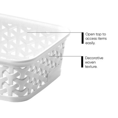 White Rectangular Y-Weave Mini Plastic Storage Basket