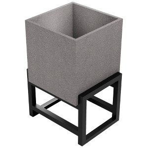 Vioscapes 2pc Square Coffee Bean Husk Metal & Recycled Plastic Outdoor Planter Box Gray 10"x10" - 1 of 4