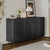 TIRAMISUBEST Matte Black 4-Door Lacquered Cabinet,Modern Sideboard with Gold Accents - 3 of 4