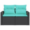 vidaXL Patio Sofa with Cushions - 2-Seater Outdoor Loveseat - Black Poly Rattan - Comfortable, Weather-Resistant, Storage Function - 4 of 4