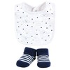 Hudson Baby Infant Boy Cotton Bib and Sock Set, Navy Cloud, One Size - 4 of 4