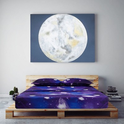 PiccoCasa Polyester Galaxy Stars Pattern Themed Bedding Sheet Sets with 2 Pillowcases 4 Pcs Purple Queen — фото 5