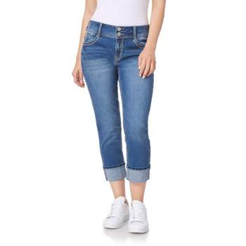 Agnes Orinda Women's Plus Size Mid-rise Curvy Skinny Stretch Denim Jean  Capri Light Blue Ripped 3x : Target