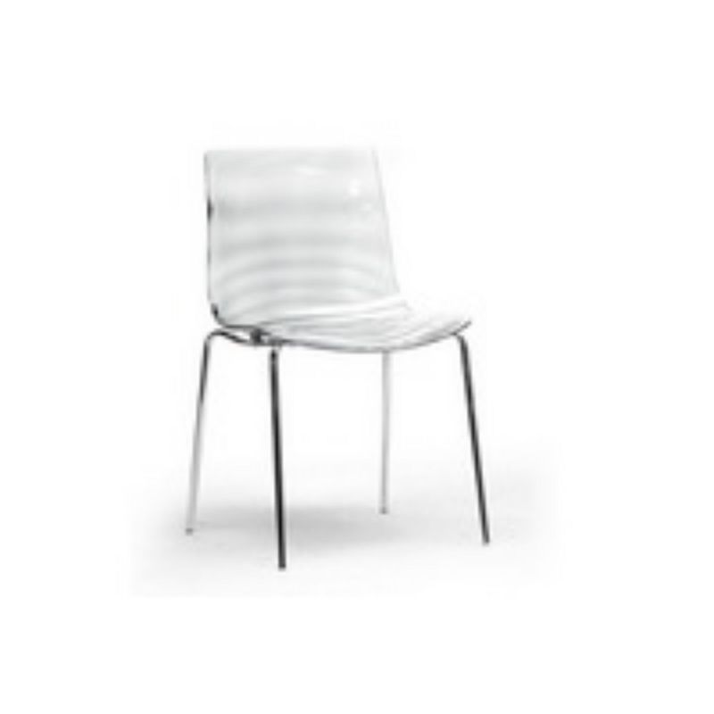 Set of 2 Marisse Plastic Modern Dining Chairs Clear - Baxton Studio: Chrome-Plated Legs, Non-Marking Feet, Ripple-Effect, 1 of 5