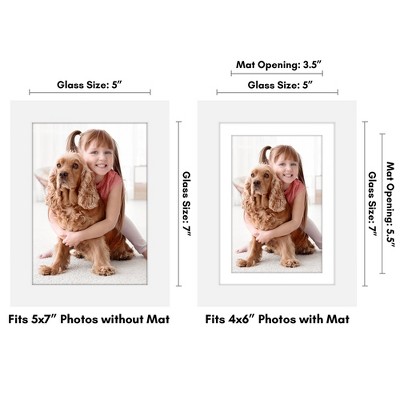 White 5x7 Wood Picture Frame with Glass Cover