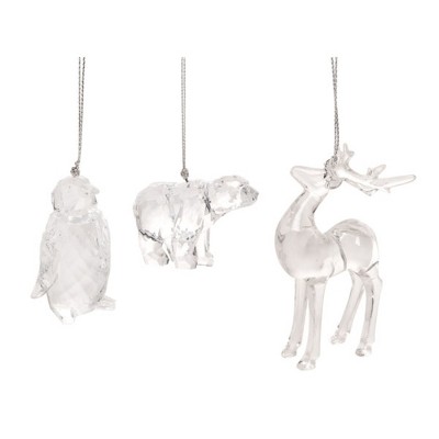 Transpac Acrylic Arctic Animal Ornament Set of 3 Christmas Home Decorations