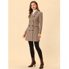 Allegra K Women's Elegant Notched Lapel Double Breasted Long Sleeve Winter Overcoat - 3 of 4