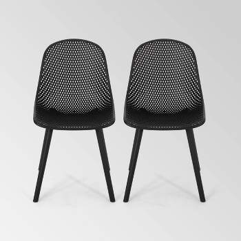 Posey 2pk Resin Modern Dining Chairs - Black - Christopher Knight Home