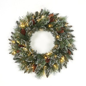 24" Christmas Wreath with Pine Cones , Front Door Christmas Wreath, Winter Christmas Decoration for Window Door Indoor Outdoor - 1 of 4