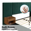 NicBex King Size Upholstered Bed Frame with Velvet Tufted Headboard,Platform Bed Frame with Floating Nightstand LED and USB Built-in,Green - 4 of 4