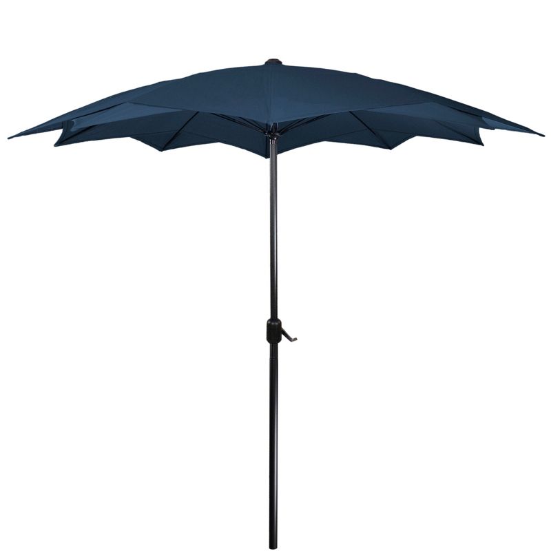 Northlight 8.5ft Outdoor Patio Lotus Umbrella with Hand Crank, Navy Blue, 4 of 7