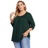 WhizMax Women Pleated Flowy Top 3/4 Roll Sleeve Casual Loose Blouse Round Neck Tunic Shirt Long Sleeve - 4 of 4