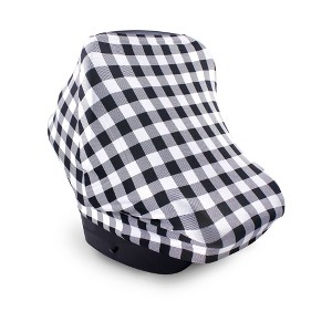 Hudson Baby Infant Boy Multi-use Car Seat Canopy, Black Plaid, One Size - 1 of 2