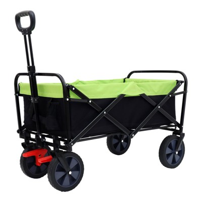 VisioGear Outdoor Serving Carts, Portable Folding Beach Wagons with Wheels, 150L Collapsible Outdoor Carts Foldable, Green, 36.61"*20.94"*39.17"