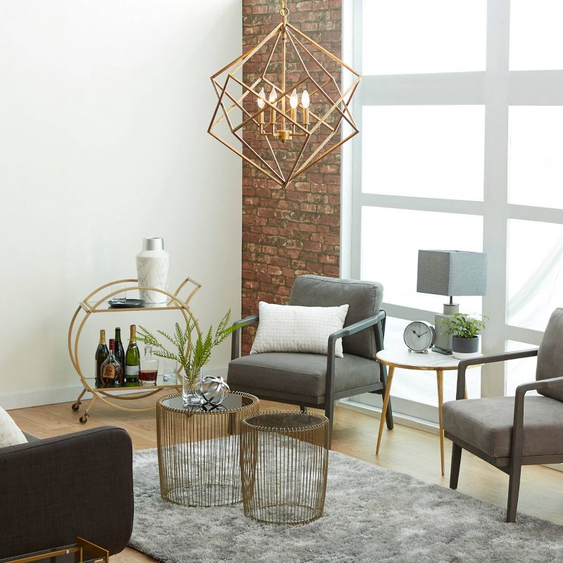 Modern Metal Chandelier with Link Style Chain Gold - Olivia &#38; May, 3 of 18