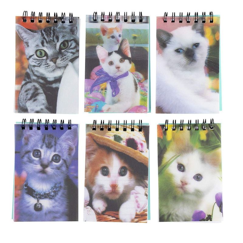 Juvale Spiral-Bound Notepads - 24-Pack Mini Top Spiral-Bound Notebooks for To-do Lists, Lined Paper, 6 Cats 3D Cover Designs, 55 Pages, 2.75x4.25", 2 of 6