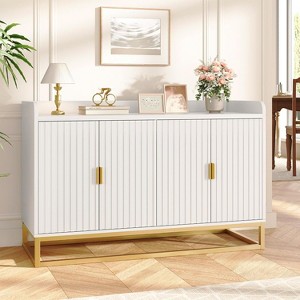 Fluted Sideboard Storage Cabinet with Doors, Adjustable Shelves, Media Console Buffet for Living Room, Kitchen, Entryway - 1 of 4