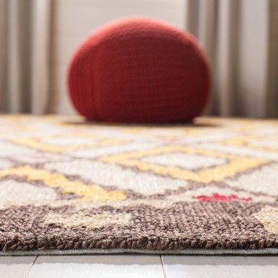 Handmade Red and Yellow Floral Rectangular Area Rug