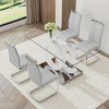 NicBex Dining Table Set for 4 Rectangular Transprant Tempered Glass Dining Table with 4 PU Chairs for Kitchen - 3 of 4