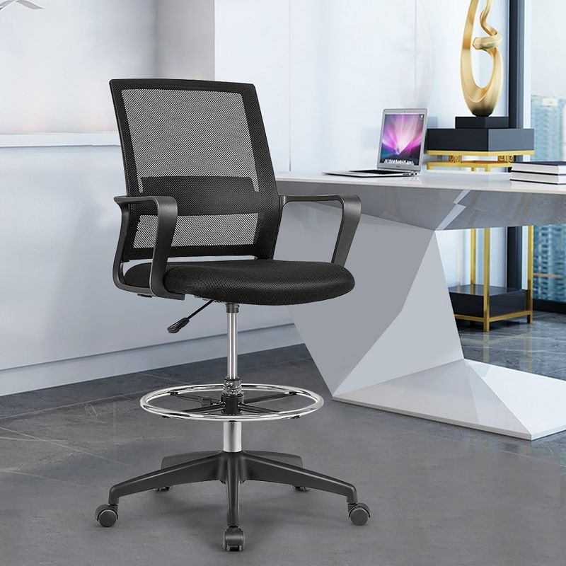 Costway Drafting Chair Tall Office Chair Adjustable Height w/Footrest, 2 of 11
