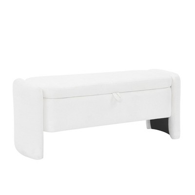 Zeus & Ruta Chenille Fabric Bench with Large Storage Space