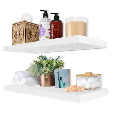 Sorbus 2 Pack 24” Solid Wood Floating Shelves - for Bathroom Decor, Books, Bedroom & Living Room