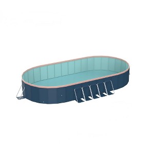 NAYSAYE Above Ground Pool PVC Foldable Pool Strong Easy Setup Design for Patio Beach Garden Use, Blue and Gray, 98.43"*19.69"*42.99" - 1 of 4
