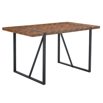 Vynxaria Retro Minimalist Dining Table with Dark Wood Textured Top