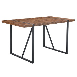 Vynxaria Retro Minimalist Dining Table with Dark Wood Textured Top - 1 of 4