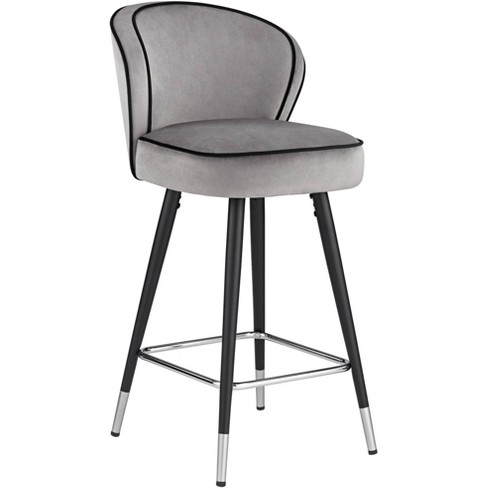 Grey velvet discount counter height chairs