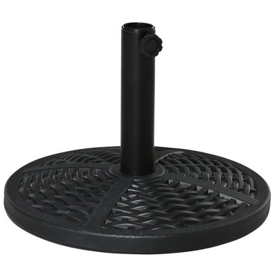 Outsunny 30 lbs. Market Umbrella Base Holder 18" Heavy Duty Round Parasol Stand with Rattan Design for Patio, Black