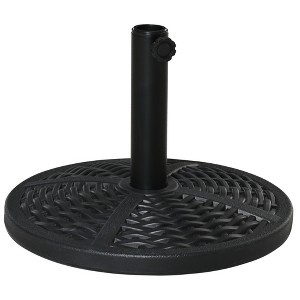 Outsunny 30 lbs. Market Umbrella Base Holder 18" Heavy Duty Round Parasol Stand with Rattan Design for Patio, Black - 1 of 4