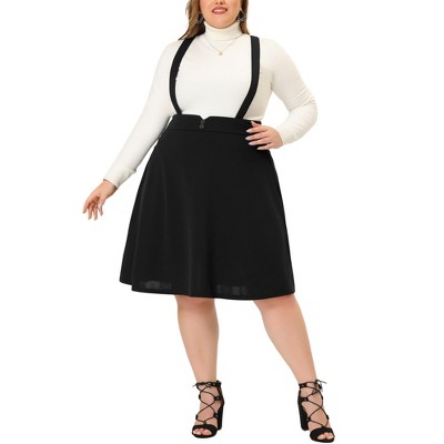 Agnes Orinda Plus Size Suspender Skirt For Women Detachable Strap A-line  Skirts Black 1x : Target