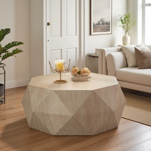 Farmhouse Drum Coffee Table (Fir Top, No Assembly) - 1 of 4