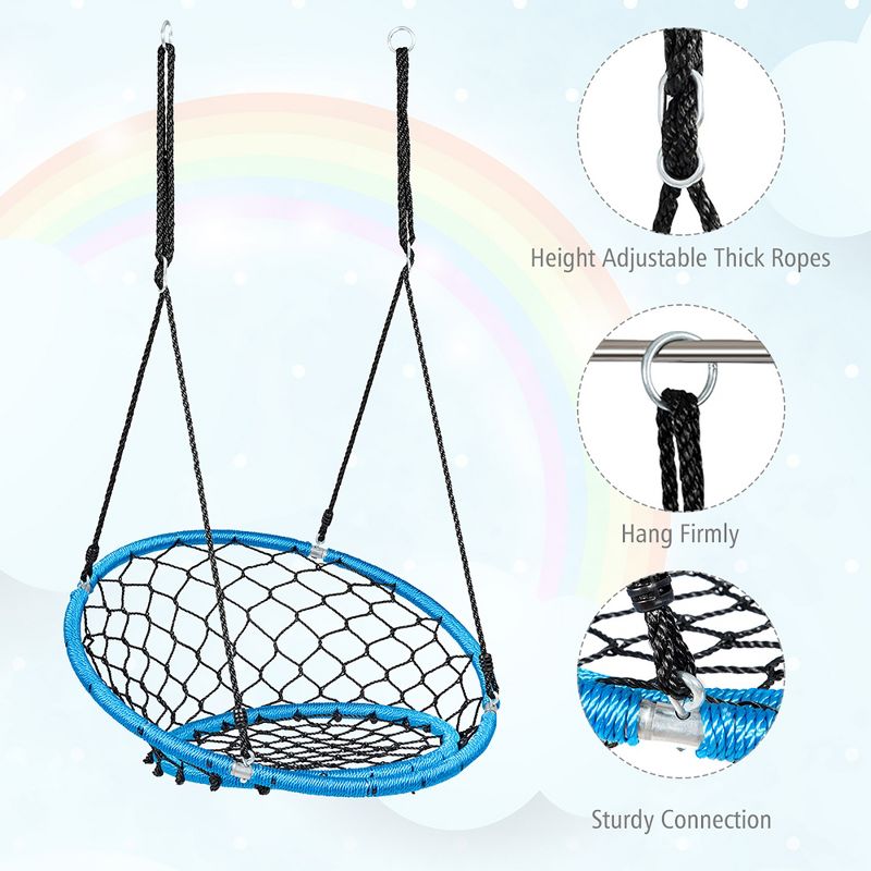Costway Spider Web Chair Swing w/ Adjustable Hanging Ropes Kids Play Equipment BlueOrange, 5 of 11