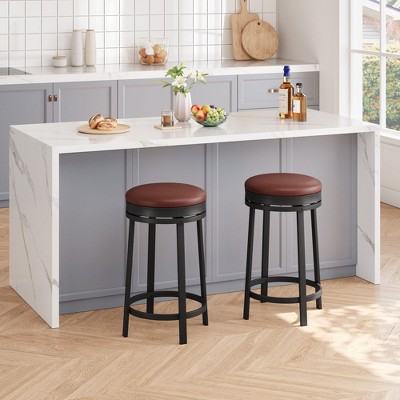 Nasitip Swivel Bar Stools with Footrest, 24''Counter Height Barstools with Pu Leather and Metal Frame for Kitchen Island