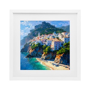 Stupell Industries Seaside Town's Beach View Framed Print Under Glass - 1 of 4