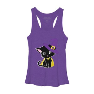 Women's Design By Humans Halloween Cat By AdrianaOliveira Racerback Tank Top - 1 of 3