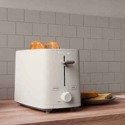 Cream Stainless Steel 2-Slice Toaster with Wide Slot