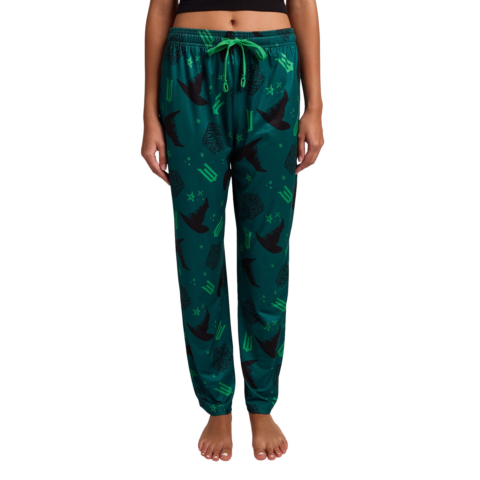 Wicked Part 1 Hats & Tiaras All-Over Print Women’s Green Sleep Pajama Pants
-Small