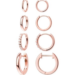 14K gold-plated small hoop earrings set, stackable cartilage earrings, a perfect Christmas gift for women. - 1 of 4