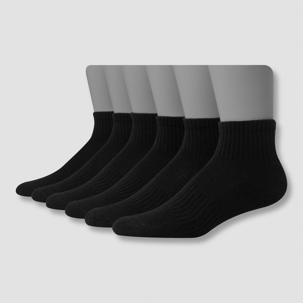 Men's Hanes Premium Performance Cushioned Ankle Socks 6pk - Black 6-12