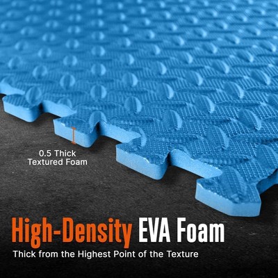 Blue and Black EVA Foam Interlocking Exercise Mat Set