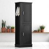 68-Inch Tall Bathroom Storage Cabinet with 2 Doors, Adjustable Shelves, Side Hooks & Anti-Tip Kit, Freestanding Organizer, Black - 2 of 4