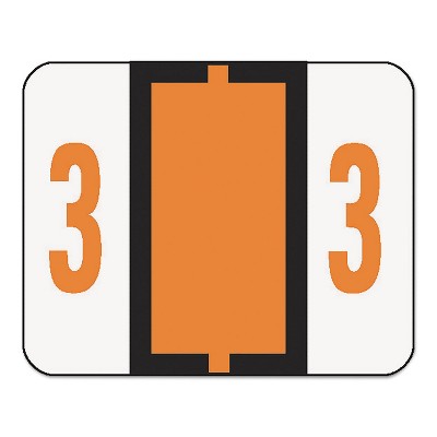 Smead Single Digit End Tab Labels Number 3 Dark Orange 500/Roll 67373