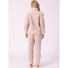cheibear Women's Flannel Long Sleeve Soft Winter Warm Rabbit Pattern Pajama Sets with Pockets - 3 of 4