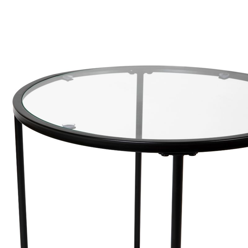 Flash Furniture Astoria Collection Round End Table - Modern Clear Glass Accent Table with Matte Black Frame, 5 of 11